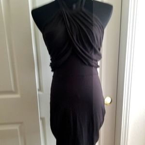 Black halter cocktail dress